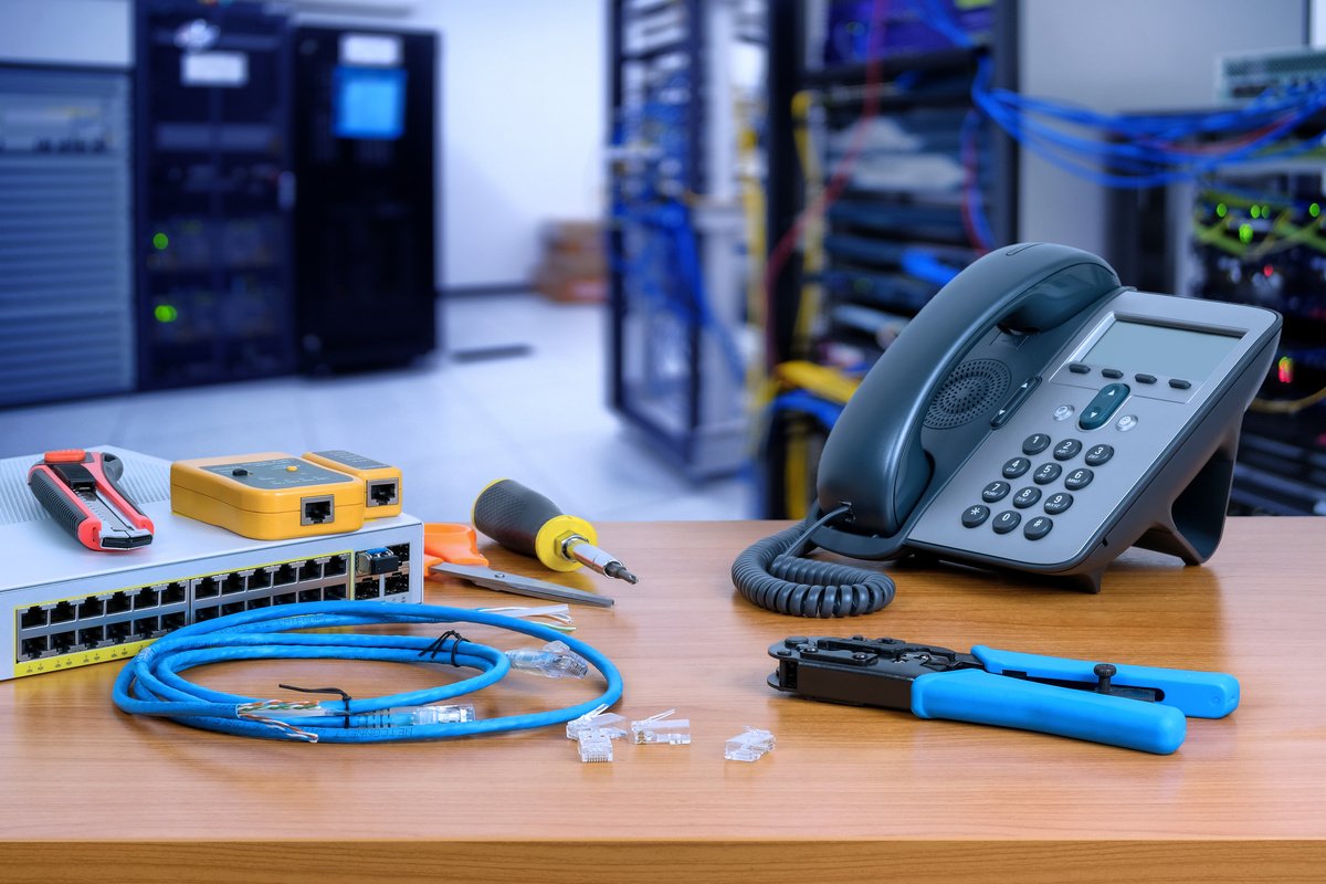 device for network system on table. network gigabit switch, crim